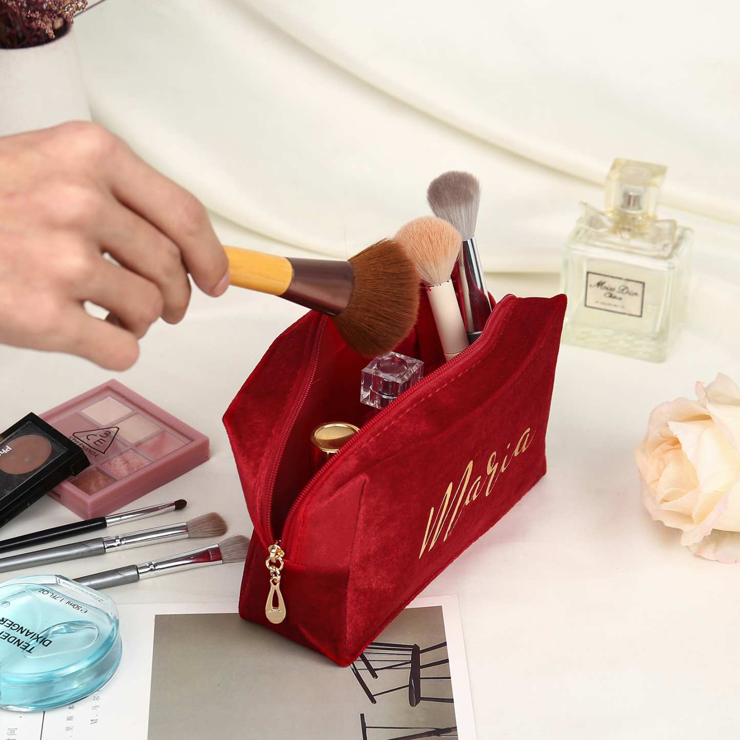 Trousse De Maquillage 1 Prénom Personnalisé Sac De Maquillage À Capacité Élevée Pour Femmes