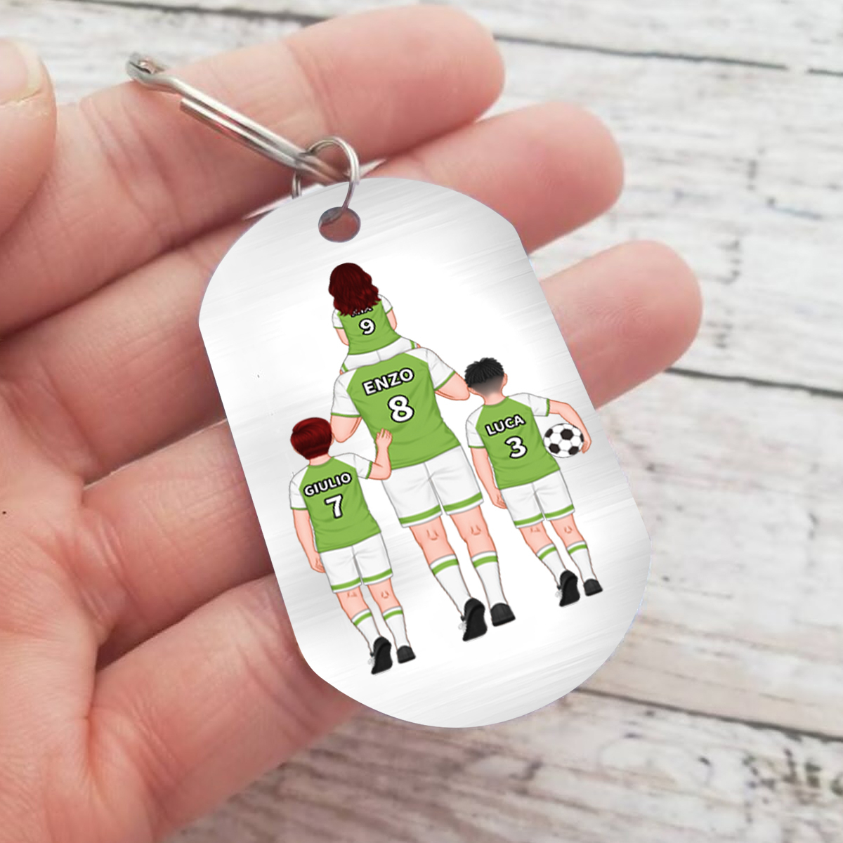 À mon Papa - Porte-Clés Famille du Football 2-4 Prénoms Personnalisés pour Famille | Jessemade