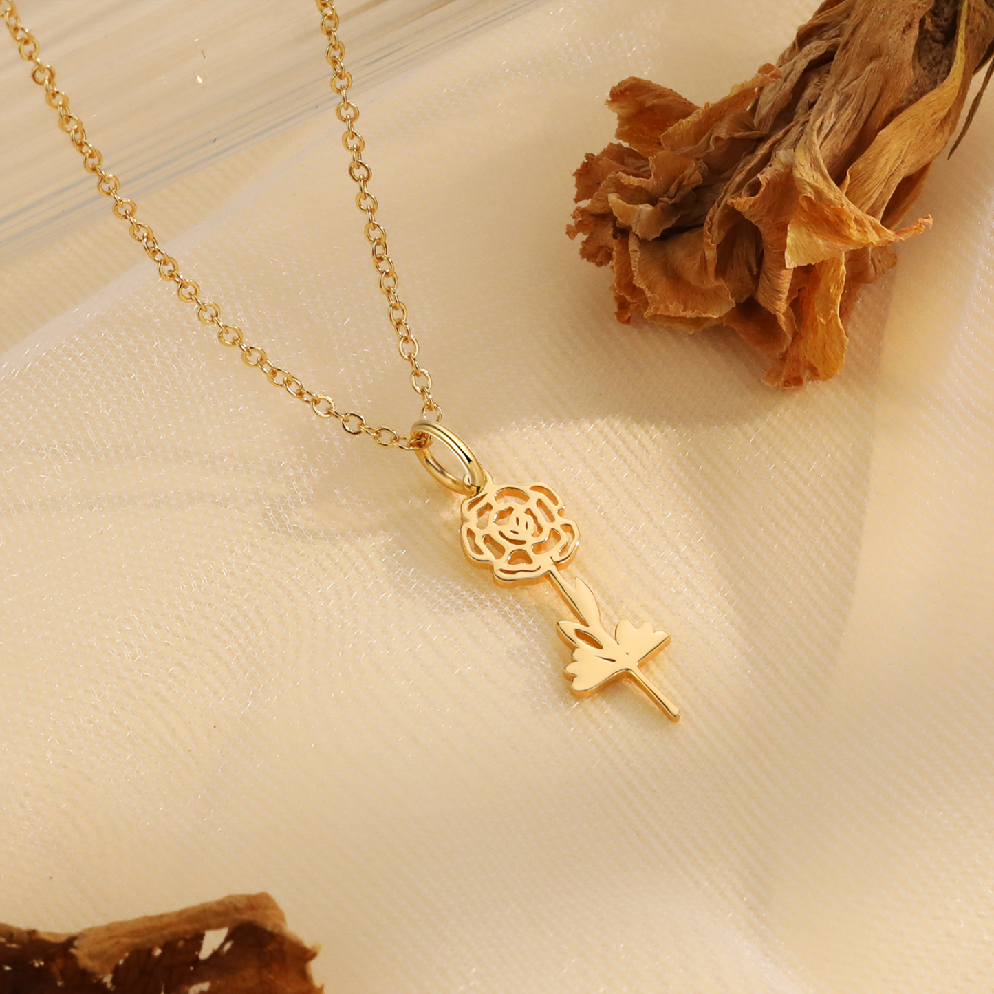 Collier Pendentif 1 Fleur de Naissance Personnalisée Collier Femmes