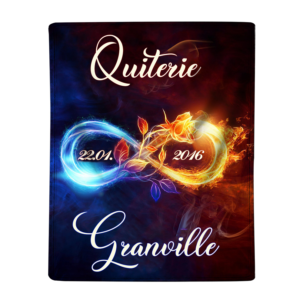 Couverture Plaids Polaire 2 Prénoms Personnalisés avec 2 Années pour Couple | Jessemade