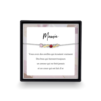 À Ma Mamie  - Bracelet infini 2 Prénoms Personnalisé avec 2 Pierres de Naissance-Jessemade FR