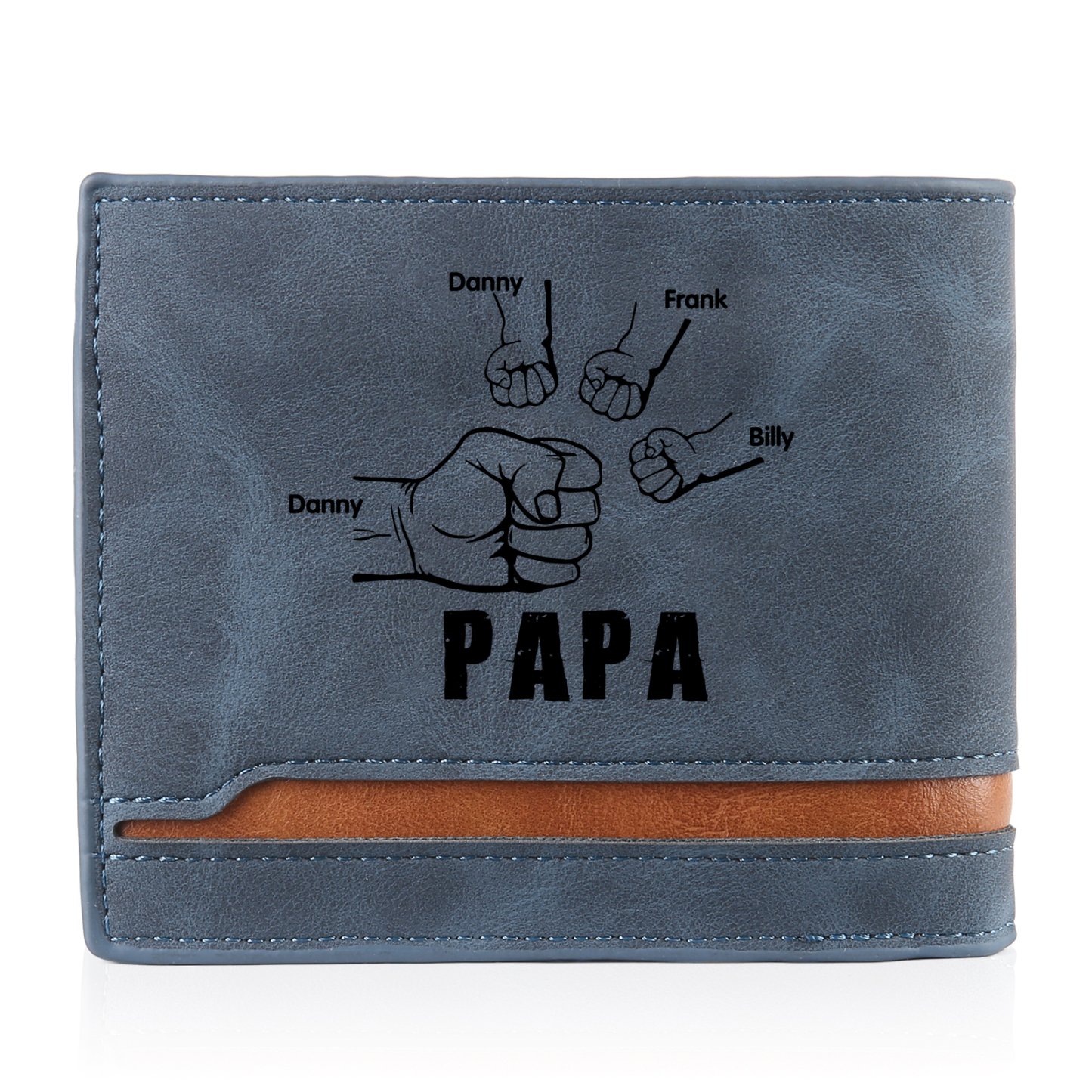 À mon Papa - Portefeuille Poings 4 Prénoms Personnalisés avec Photo Classique Homme Porte-Monnaie Carte