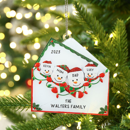 2-6 Noms Ornements de Noël Acrylique Personnalisés avec Texte et Année Bonhomme de neige