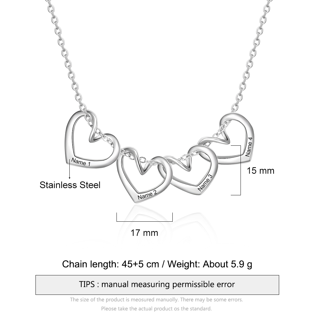 Collier Coeur pendentif 4 Prénom Personnalisé｜Jessemade