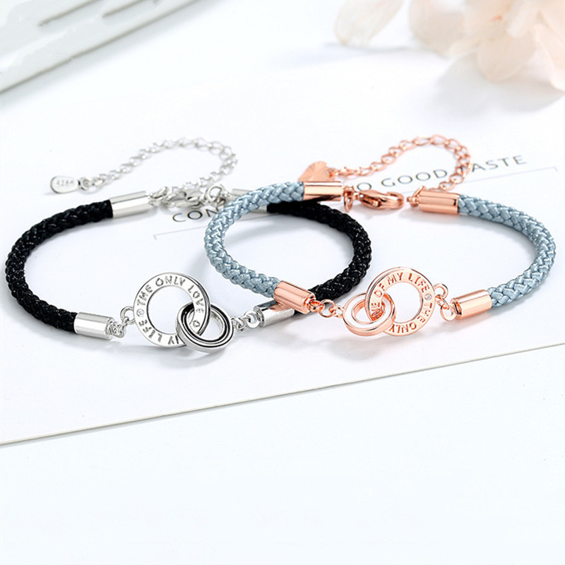 2PCS Bracelets 2 Prénoms Personnalisés Bracelet en Commun pour Couple｜
