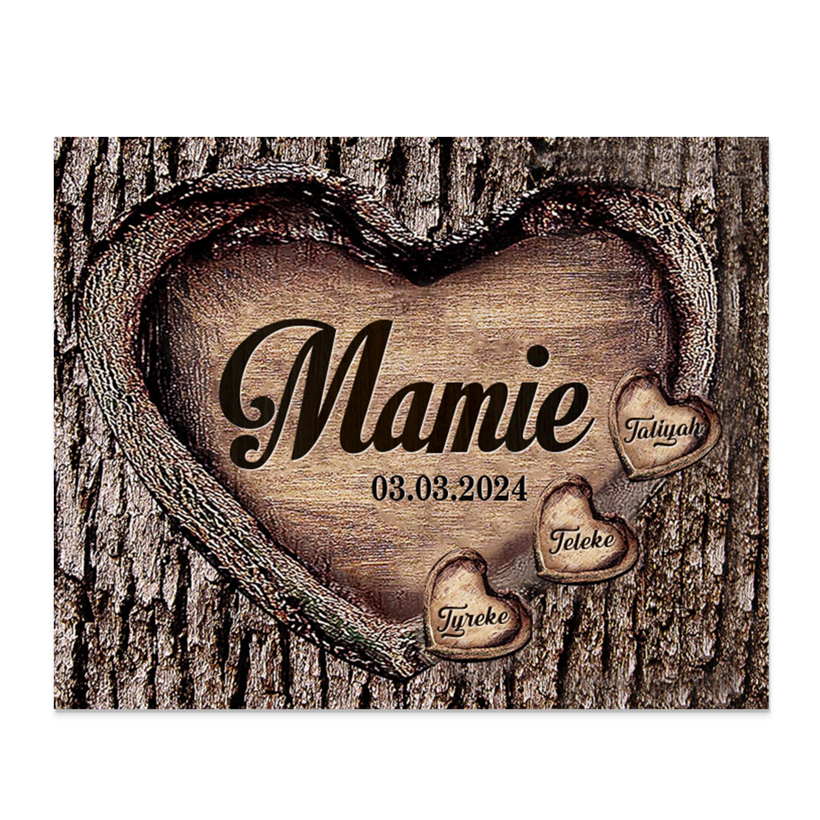 À Papi/Mamie - Cadre en Bois 3 Prénoms Personnalisés avec Texte et Date Cadeau pour Famille | Jessemade