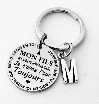 Jessemade FR A ma fille /A mon fils- Porte-clés prénom gravé personnalisé 1 lettre