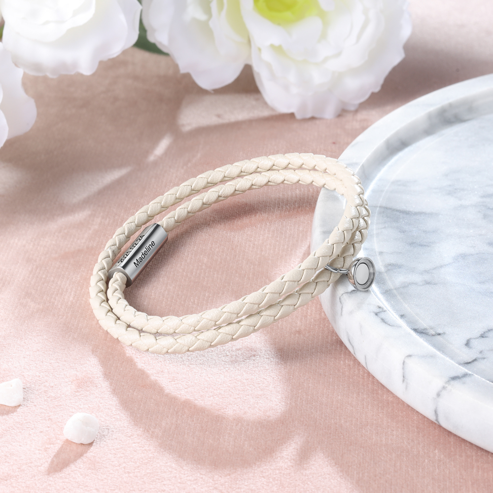 2PCS Bracelets en commun 2 Prénoms Personnalisés avec date Noeud Coulissant｜Jessemade