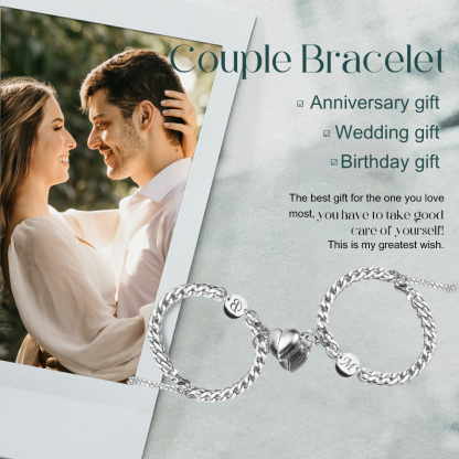 Bracelet Initiale Gourmette 2 Lettres Personnalisés pour Couple｜Jessemade