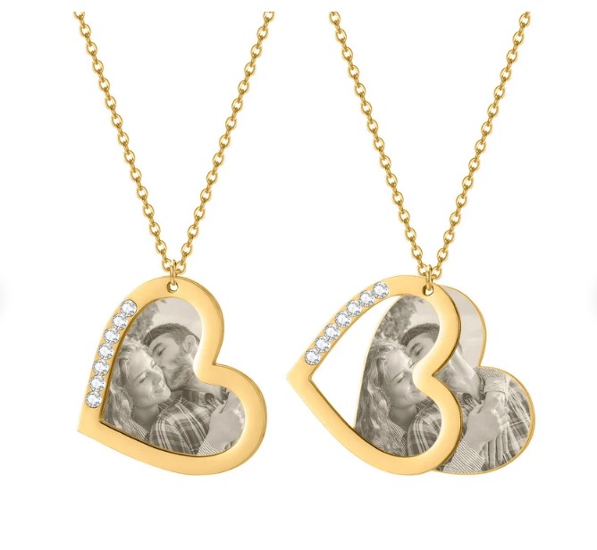 Collier Coeur Photo et Texte Personnalisé Pendentif pour Femme｜Jessemade