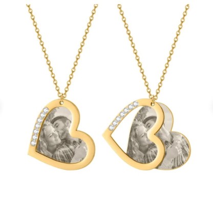Collier Coeur Photo et Texte Personnalisé Pendentif pour Femme｜Jessemade