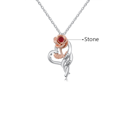 A ma precieuse maman - Collier 2 Prénom Personnalisé cœur rose