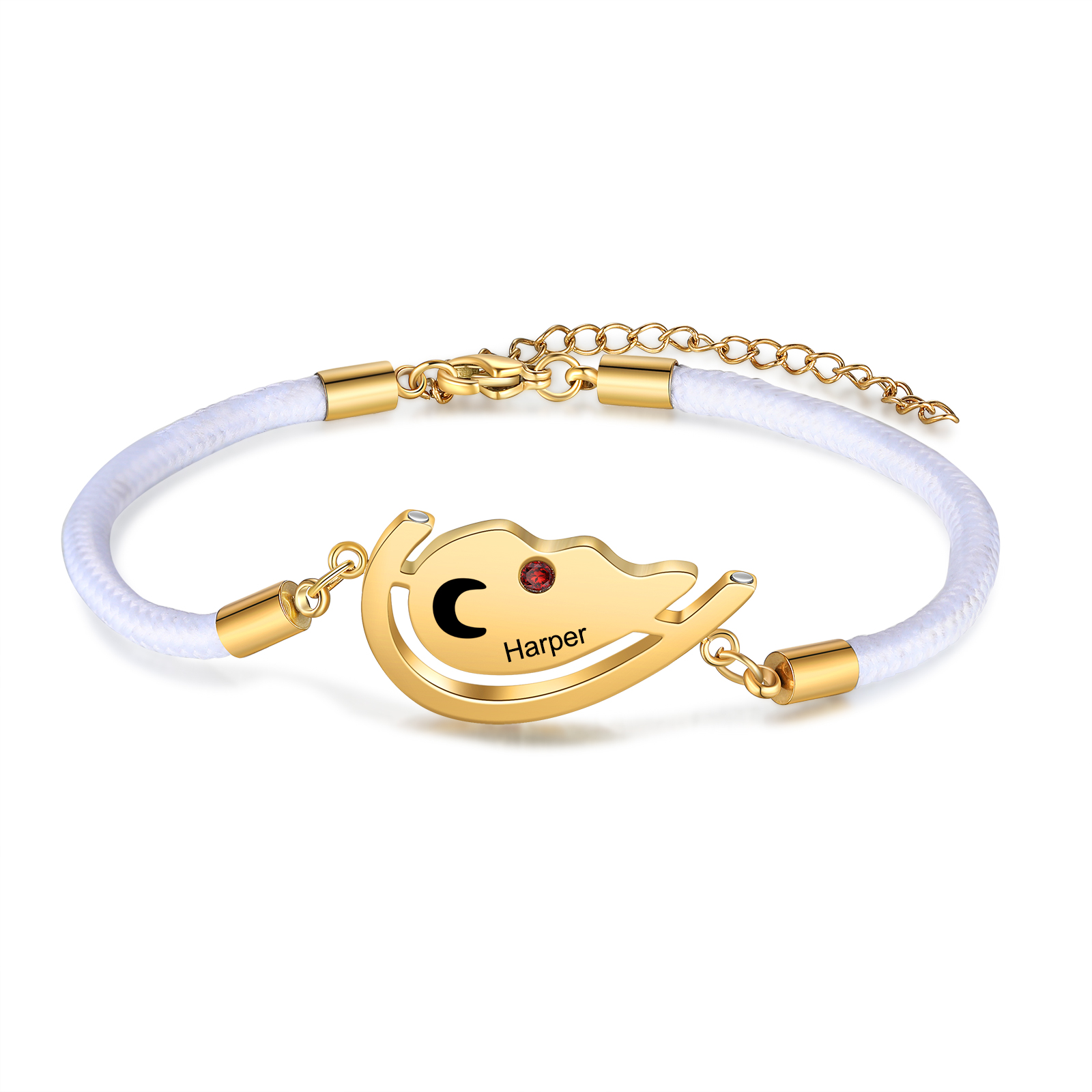 2PCS Bracelets roped 2 Prénoms Personnalisés avec 2 Pierres de Naissance Bracelet en Commun pour Couple | Jessemade