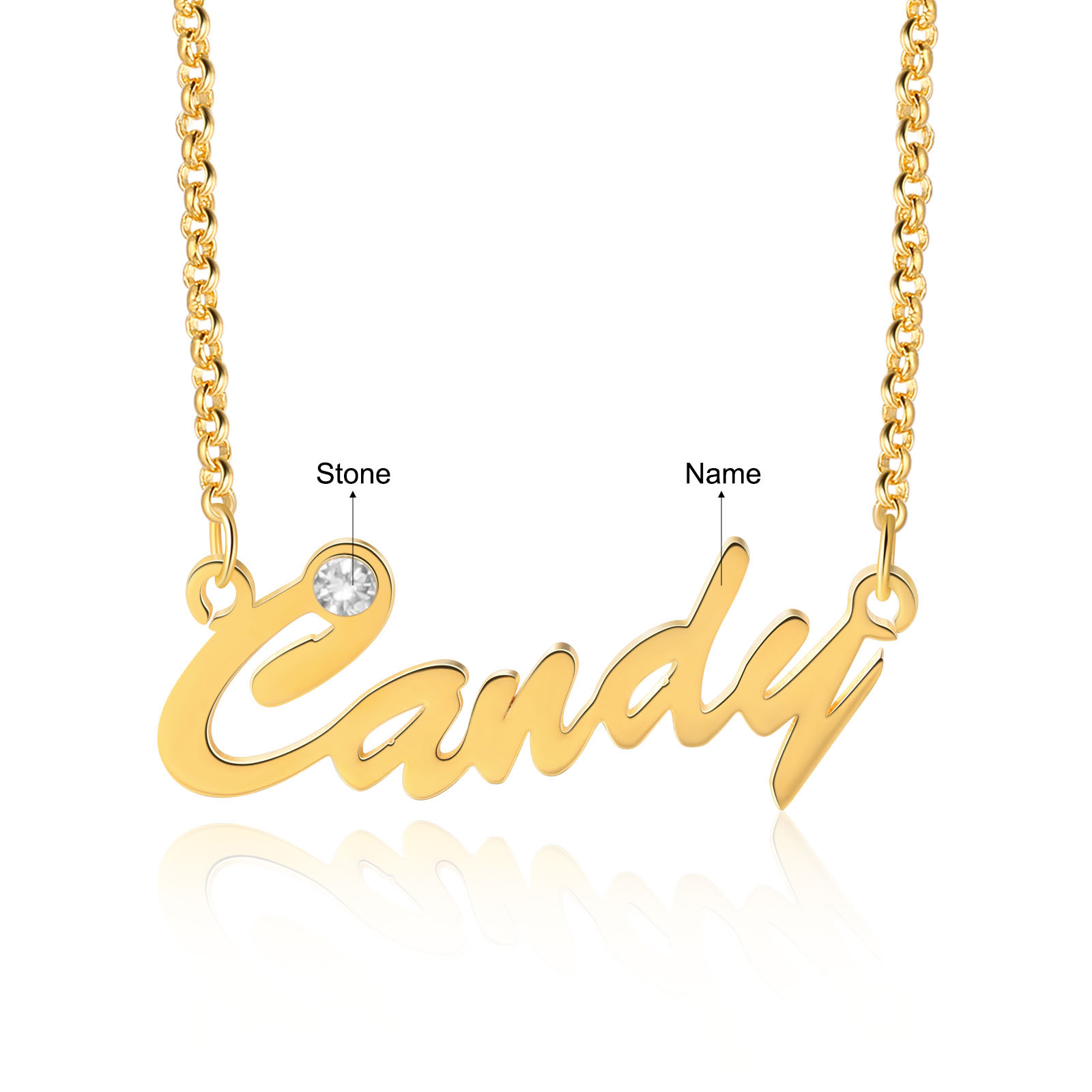 Collier 1 Prénom Avec 1 pierre naissance