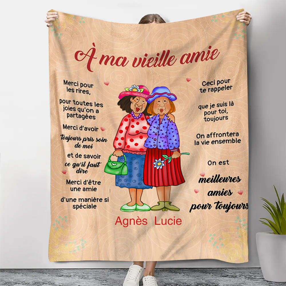À ma Vieille Amie - Couverture Plaids Polaire 2 Prénoms Personnelisés