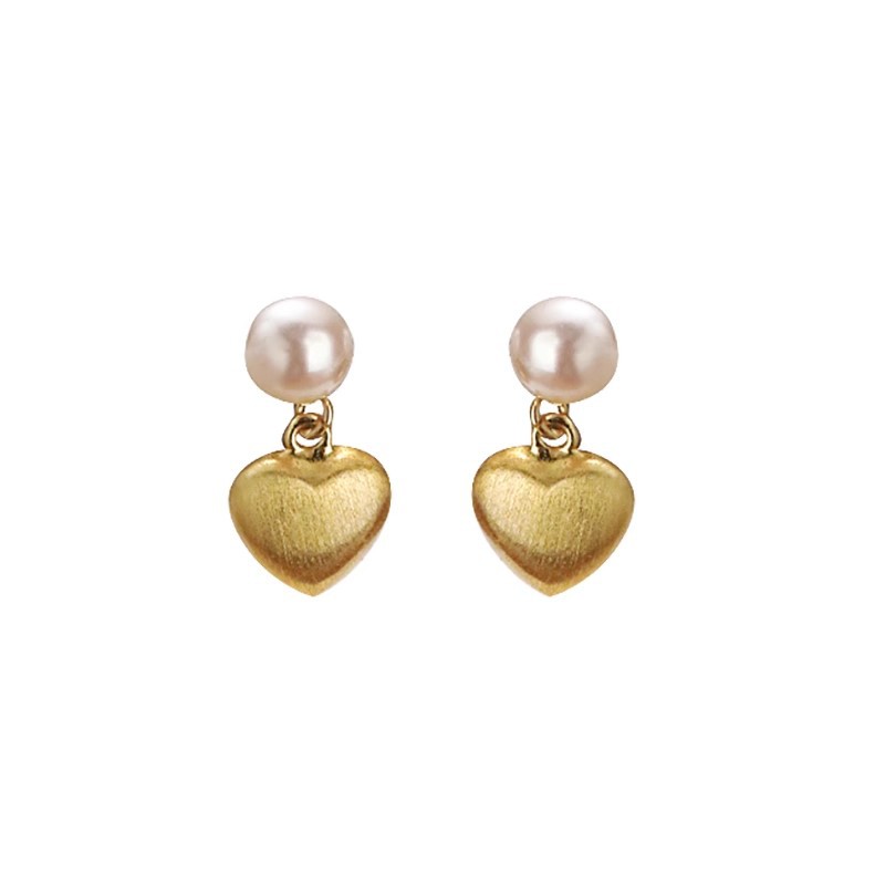 Boucles d'Oreilles Cœur et Perle pour Femmes