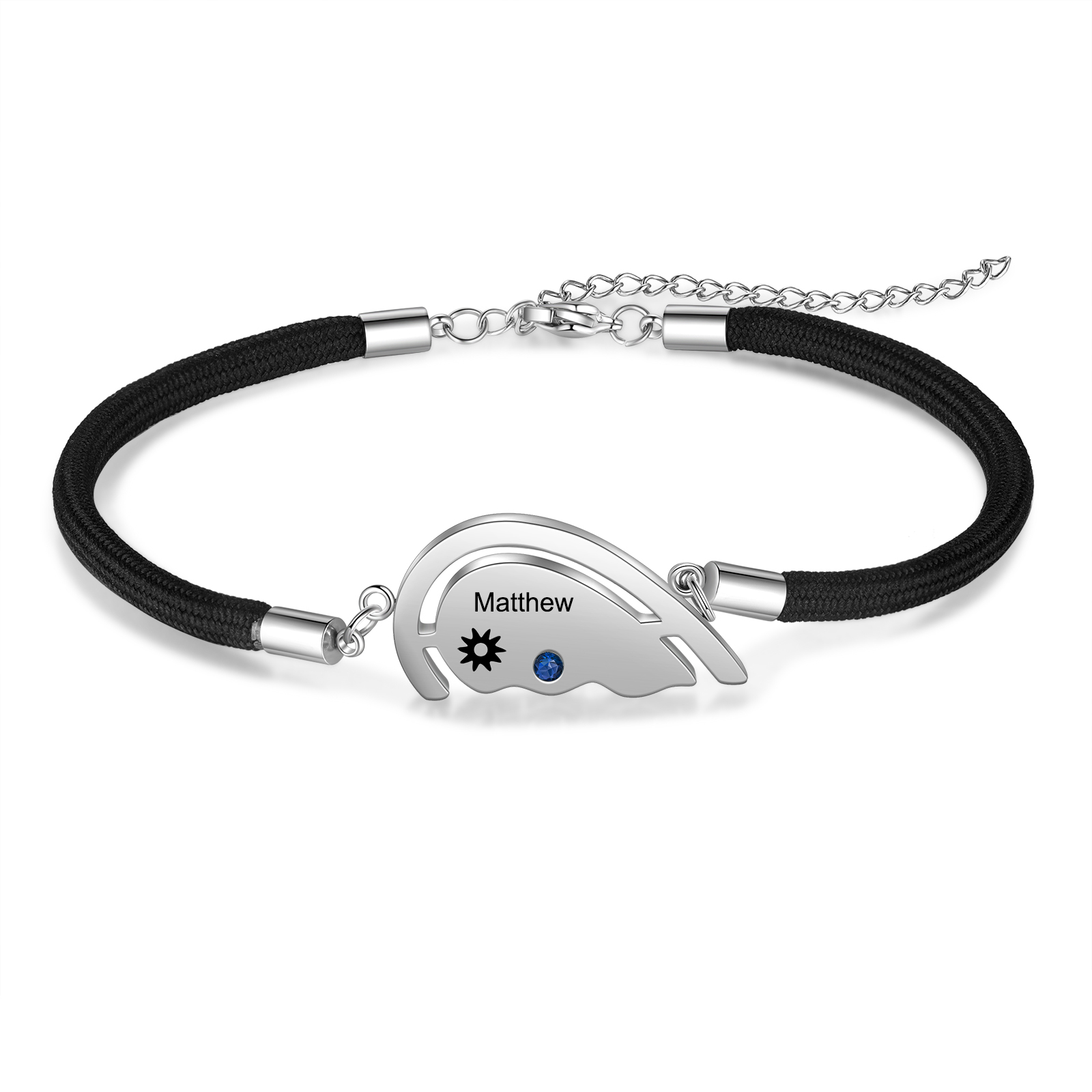 2PCS Bracelets roped 2 Prénoms Personnalisés avec 2 Pierres de Naissance Bracelet en Commun pour Couple | Jessemade