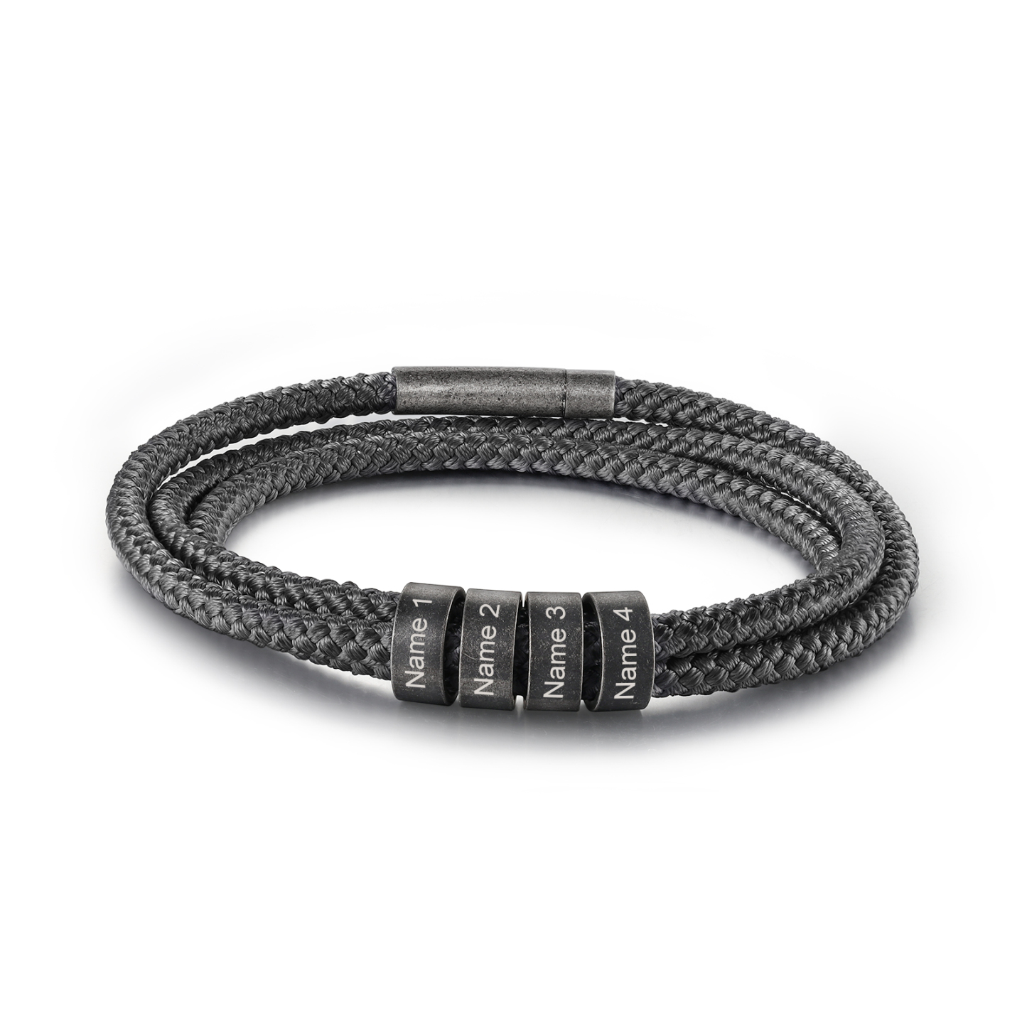 2-4 Noms Bracelet Vintage Personnalisés Bracelet Homme en Corde Gris