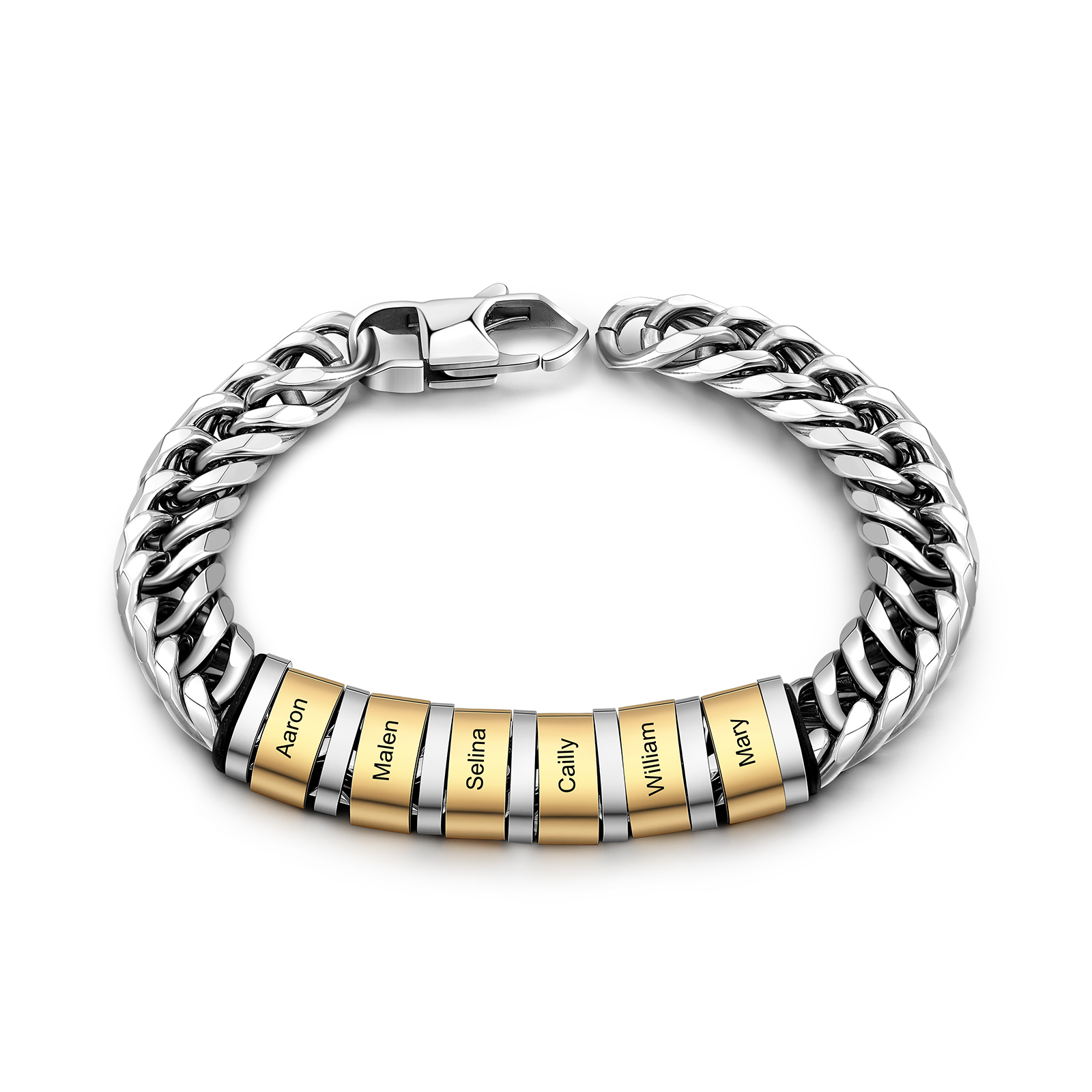 Bracelet personnalisé acier inoxydable avec 1 à 6 prénoms gravés, chaîne élégante | Jessemade