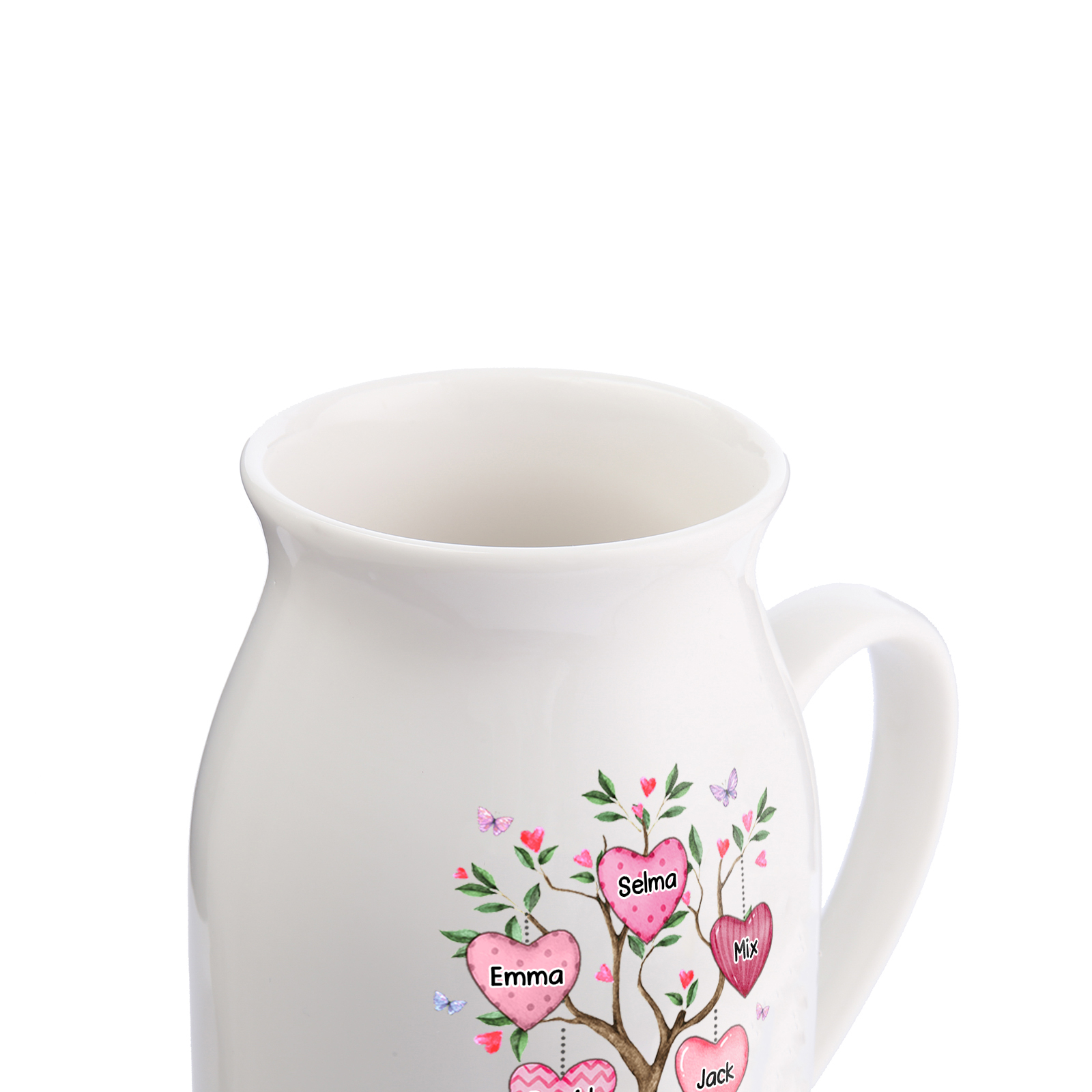 Vase à Fleurs Arbre 5 Prénoms Personnalisés avec Texte et Année Décoration de la Maison