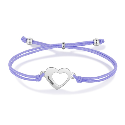 2PCS Bracelets Cœur 2 Prénoms Personnalisés Bracelet en Commun Cadeau Rentrée Scolaire｜Jessemade
