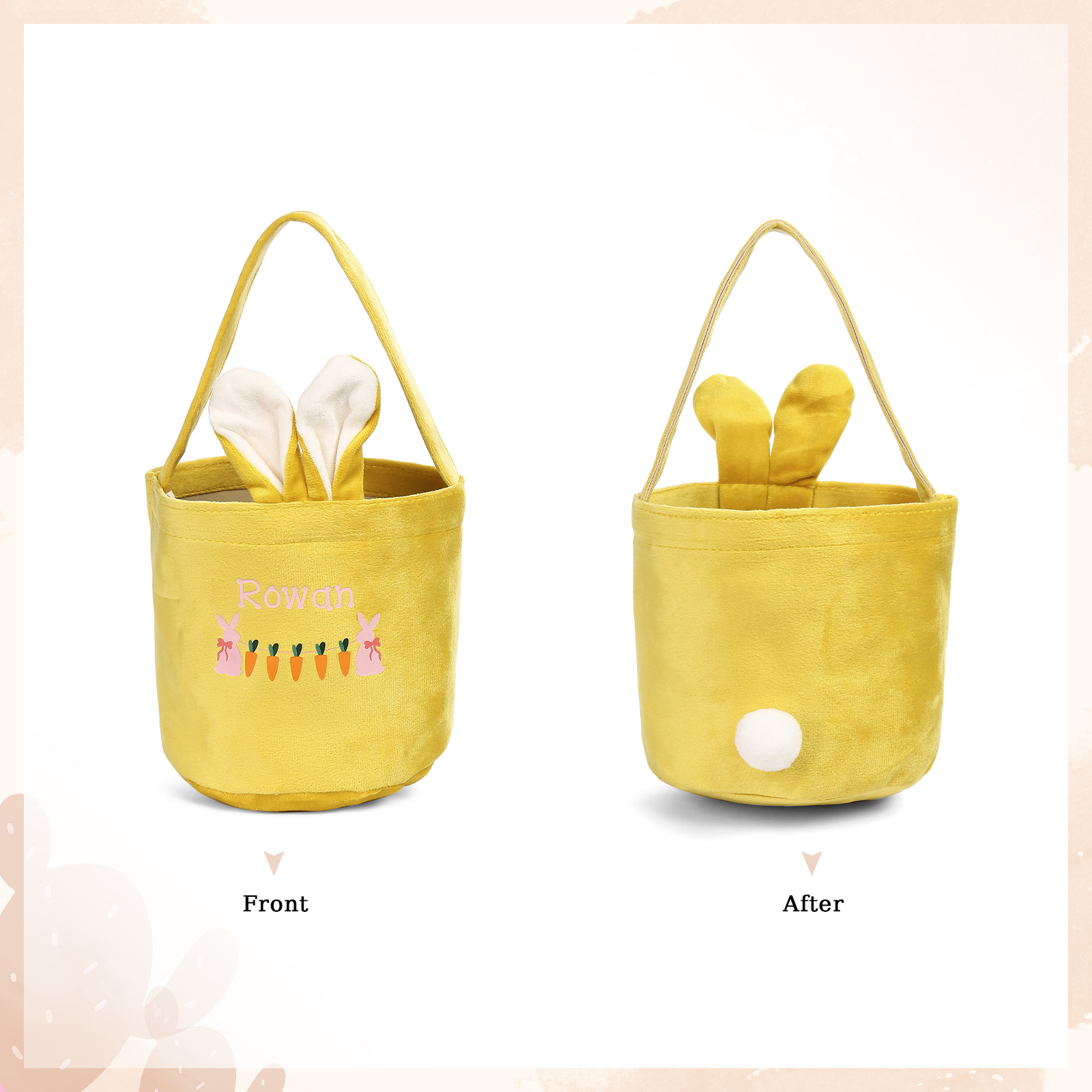 Sac de Pâques Lapin 1 Prénom Personnalisé Tote Bag Enfant