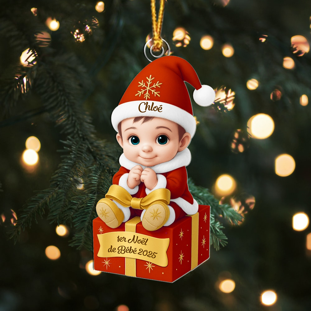 Décoration Sapin Noël Personnalisée – Bébé sur Cadeau pour 1er Noël