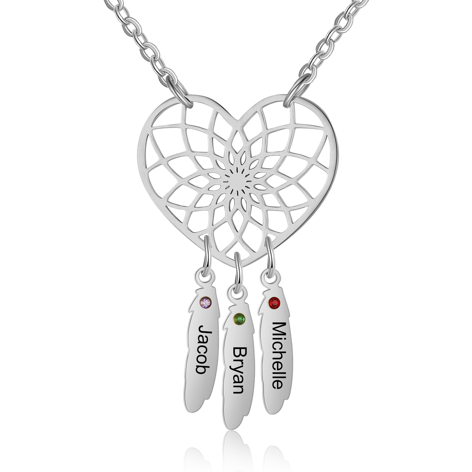 Collier Attrape-rêves 3 Prénom Personnalisé avec 3 Pierre De Naissance