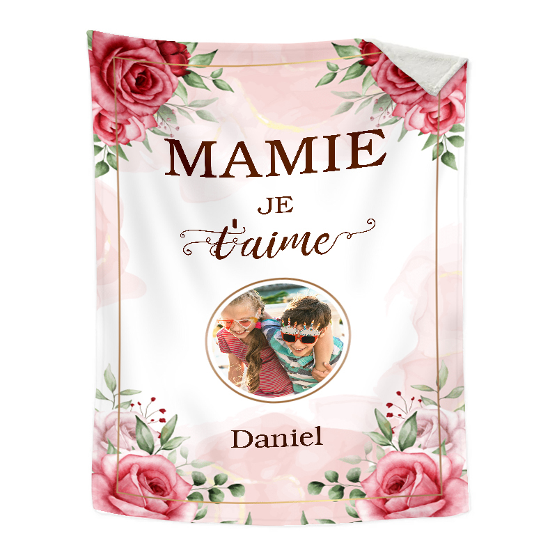 À ma Mamie - Couverture Plaids Polaire 1 Prénom et Photo Personnalisés