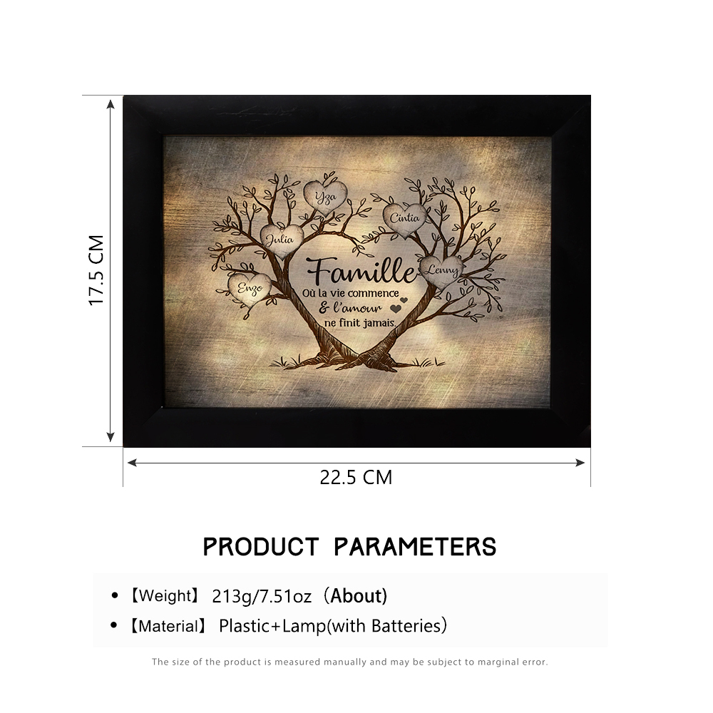 Cadre Photo LED Couple 3-6 Prénoms Personnalisés Arbre de vie
