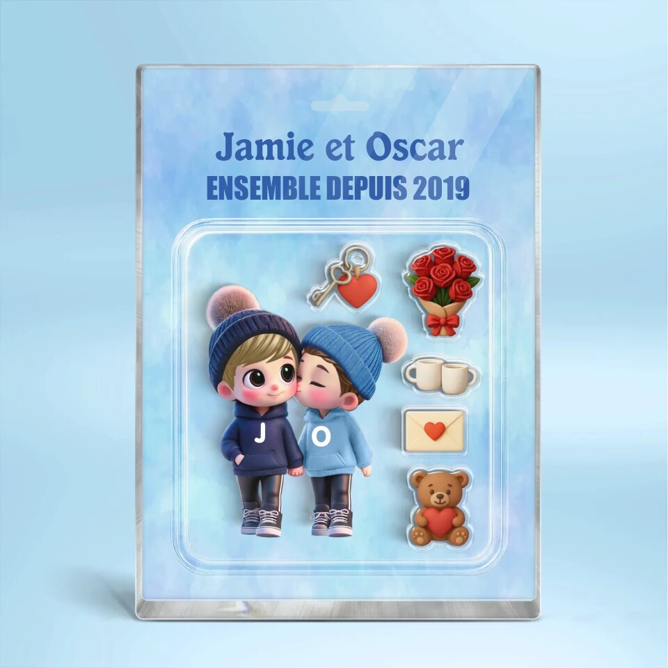 Plaque Acrylique Couple Personnalisable avec Nom et Années