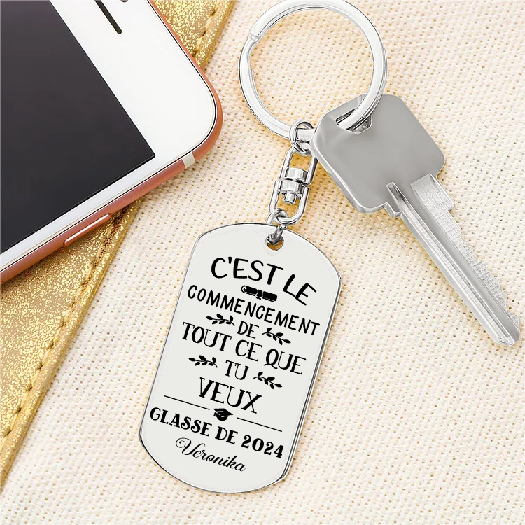 Diplômé 2024 Porte-Clés 1 Prénom et Photo Personnalisé  Cadeau pour fêter un Diplômé 