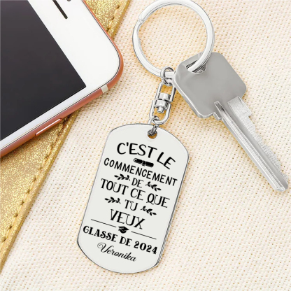 Diplômé 2024 Porte-Clés 1 Prénom et Photo Personnalisé  Cadeau pour fêter un Diplômé 
