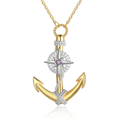 Collier d'ancre marine nautique Pirate ancre pendentif 2 Prénom Personnalisés avec pierre de naissance