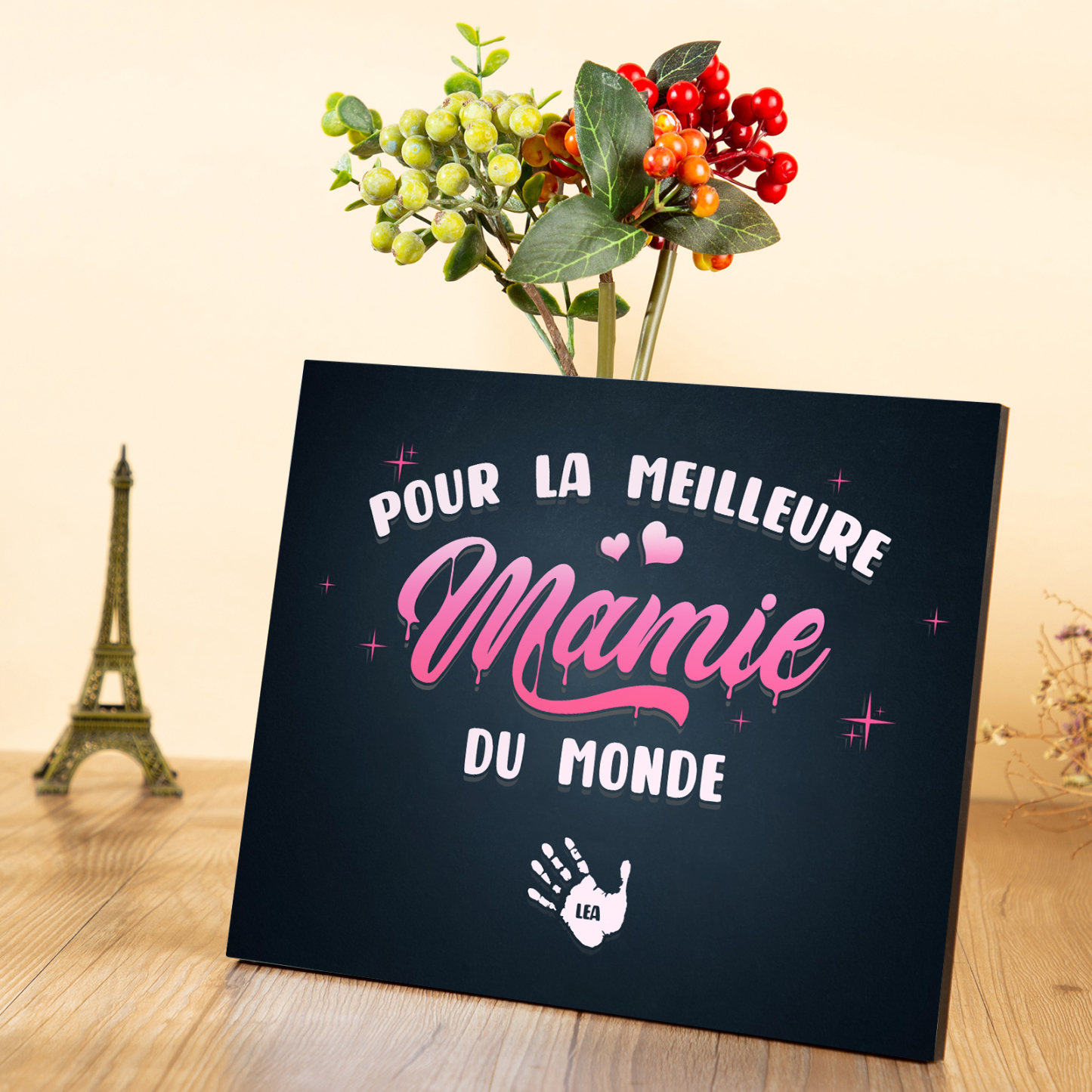 À ma Mamie - Cadre en Bois Arbre 1-6 Prénoms Personnalisés