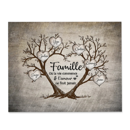 3-9 Noms Cadre en Bois Arbre de Vie Arbre Généalogique Personnalisés pour Famille | Jessemade