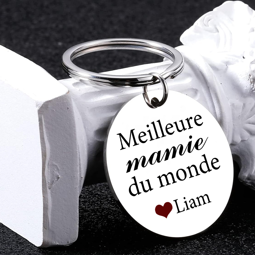Porte-Clés 1 Prénom et Photo Personnalisés pour Mamie