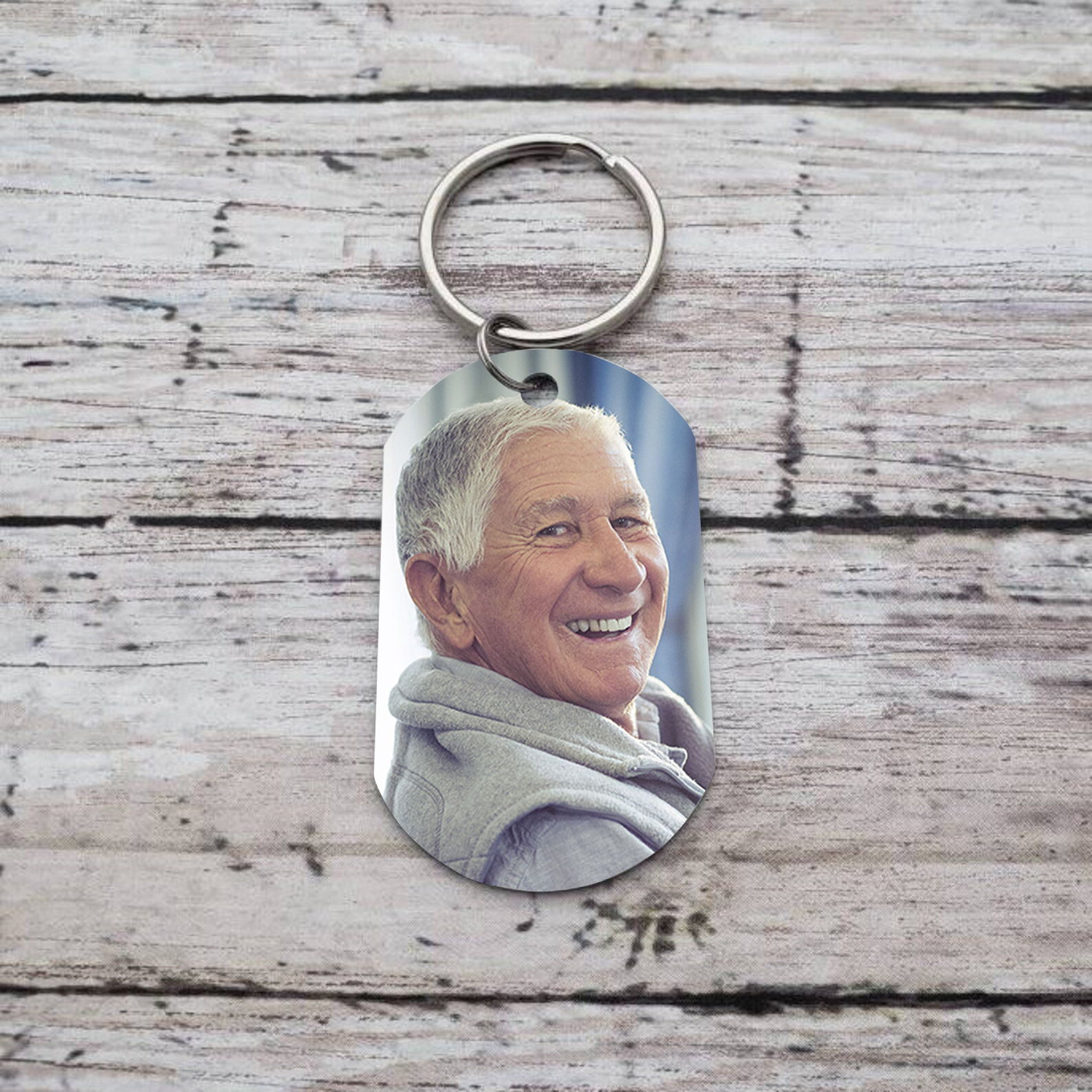 Porte-Clés Commémoratif Photo avec Prénom et Année Personnalisés