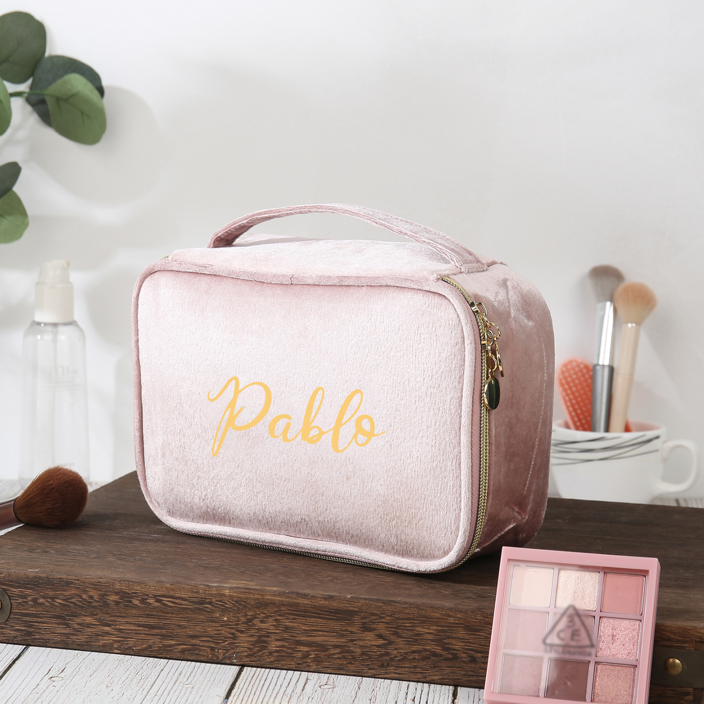 Trousse De Maquillage 1 Prénom Personnalisé Sac De Maquillage À Capacité Élevée Pour Femmes