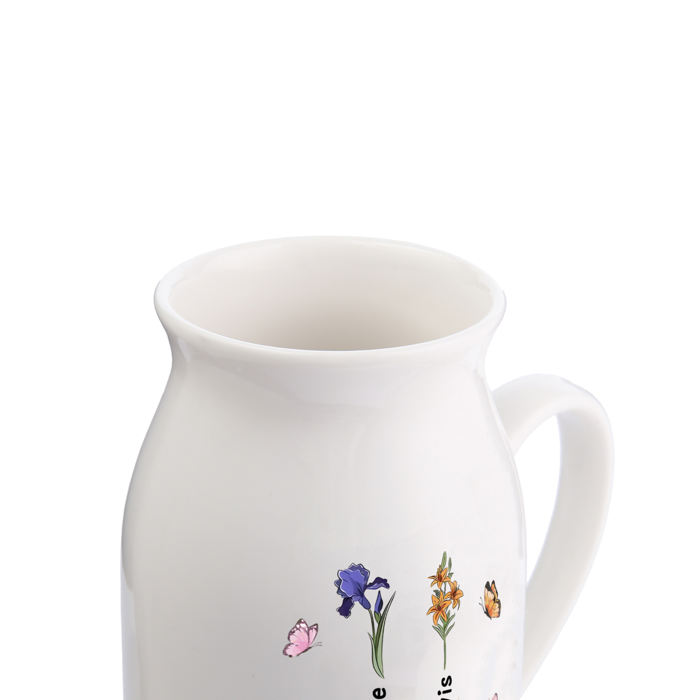 Vase à Fleurs Papillon 2 Prénoms et Fleurs de Naissance Personnalisés avec 2 Textes Décoration de la Maison | Jessemade