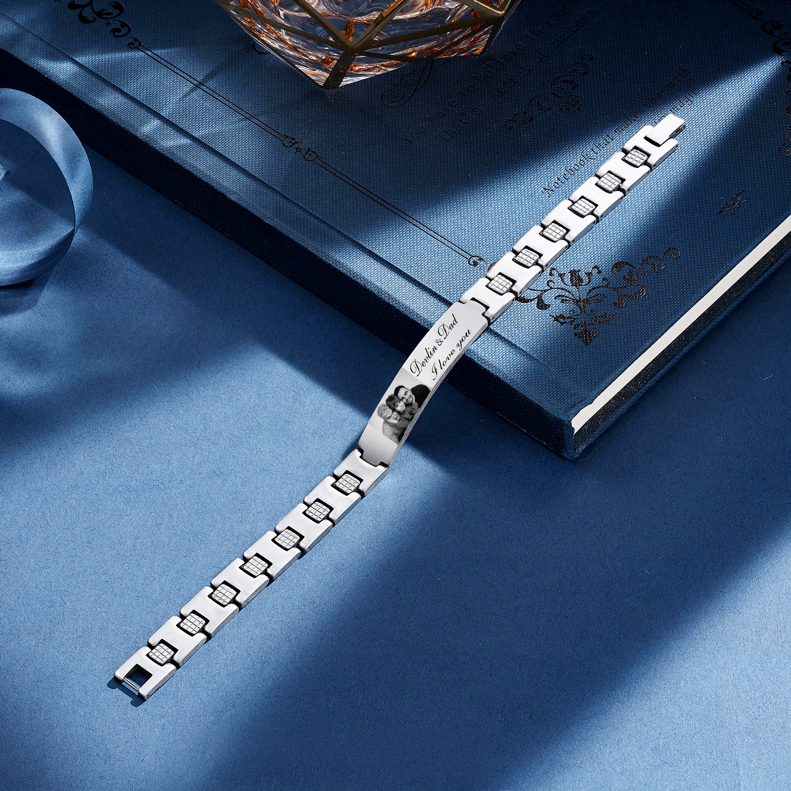 Bracelet Photo Personnalisé avec 2 Prénoms pour Homme｜Jessemade