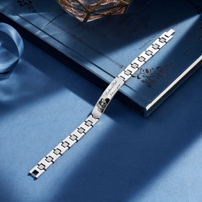 Bracelet Photo Personnalisé avec 2 Prénoms pour Homme｜Jessemade
