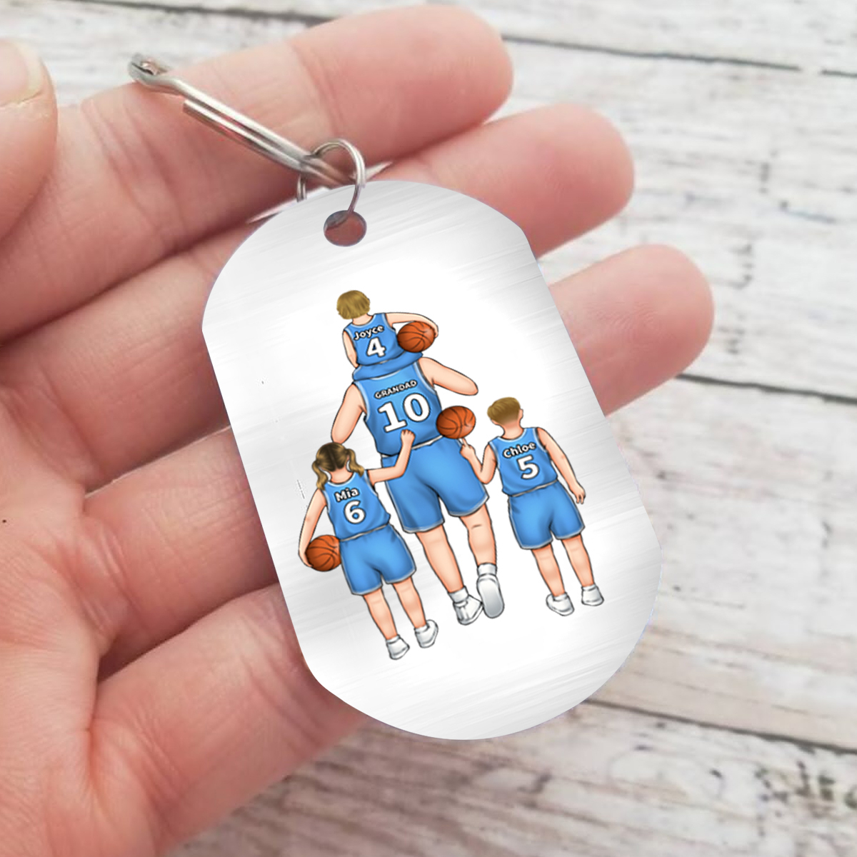 À mon Papa - Porte-Clés Famille de Basket-Ball 2-5 Prénoms Personnalisés | Jessemade