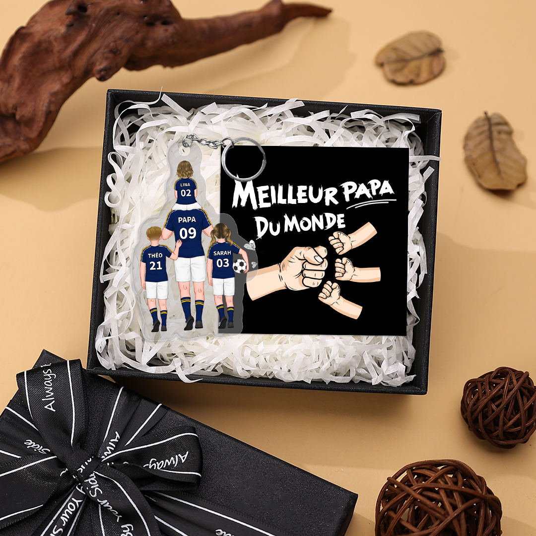 À mon Papa - Porte-Clés de Football avec 2-4 Prénoms Personnalisés en Acrylique | Jessemade