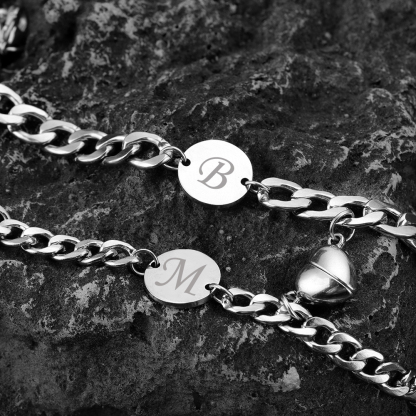 Bracelet Initiale Gourmette 2 Lettres Personnalisés pour Couple｜Jessemade