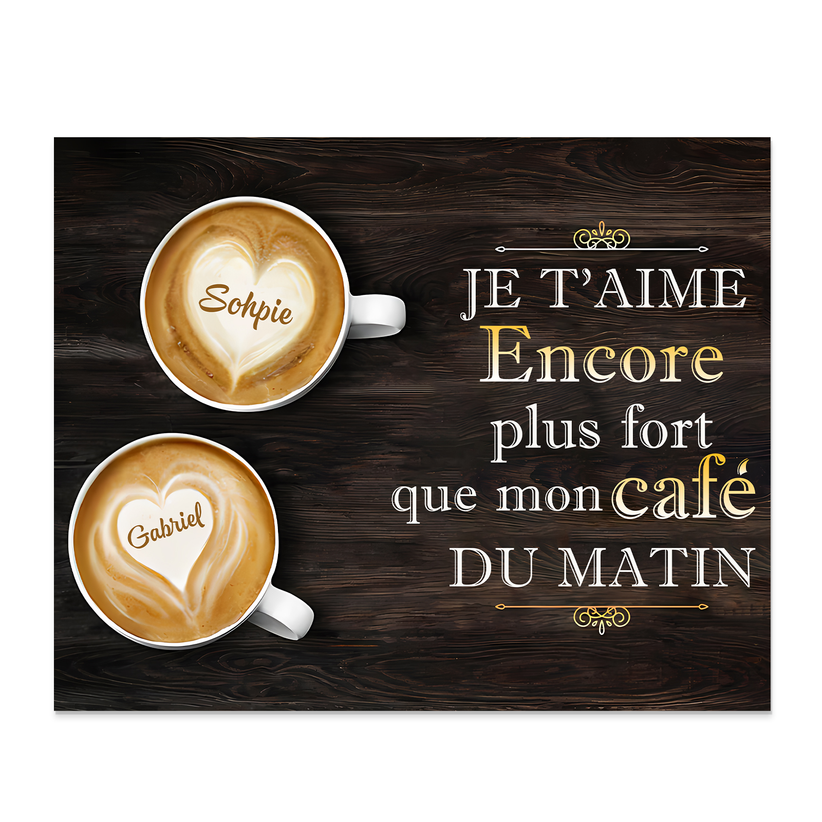 Cadre en Bois 2 Prénoms Personnalisés pour Couple Cadeau Saint Valentin