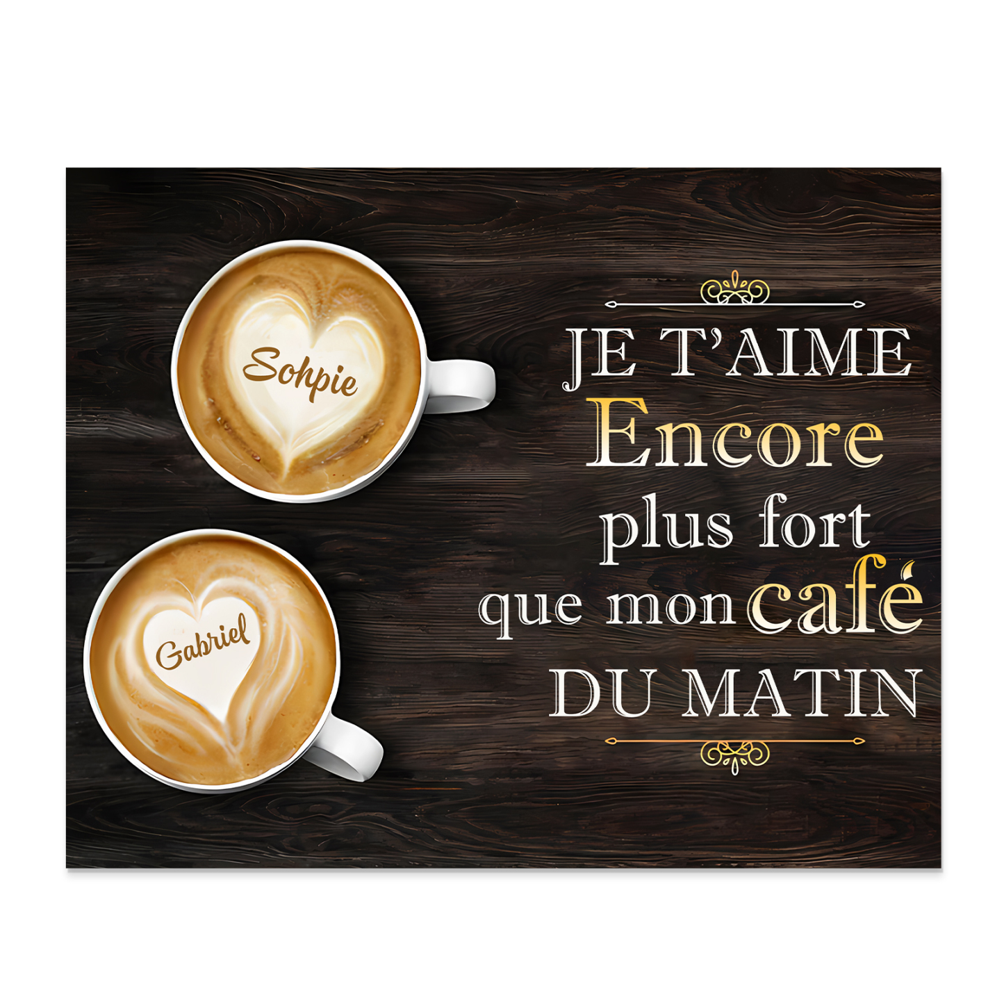 Cadre en Bois 2 Prénoms Personnalisés pour Couple Cadeau Saint Valentin