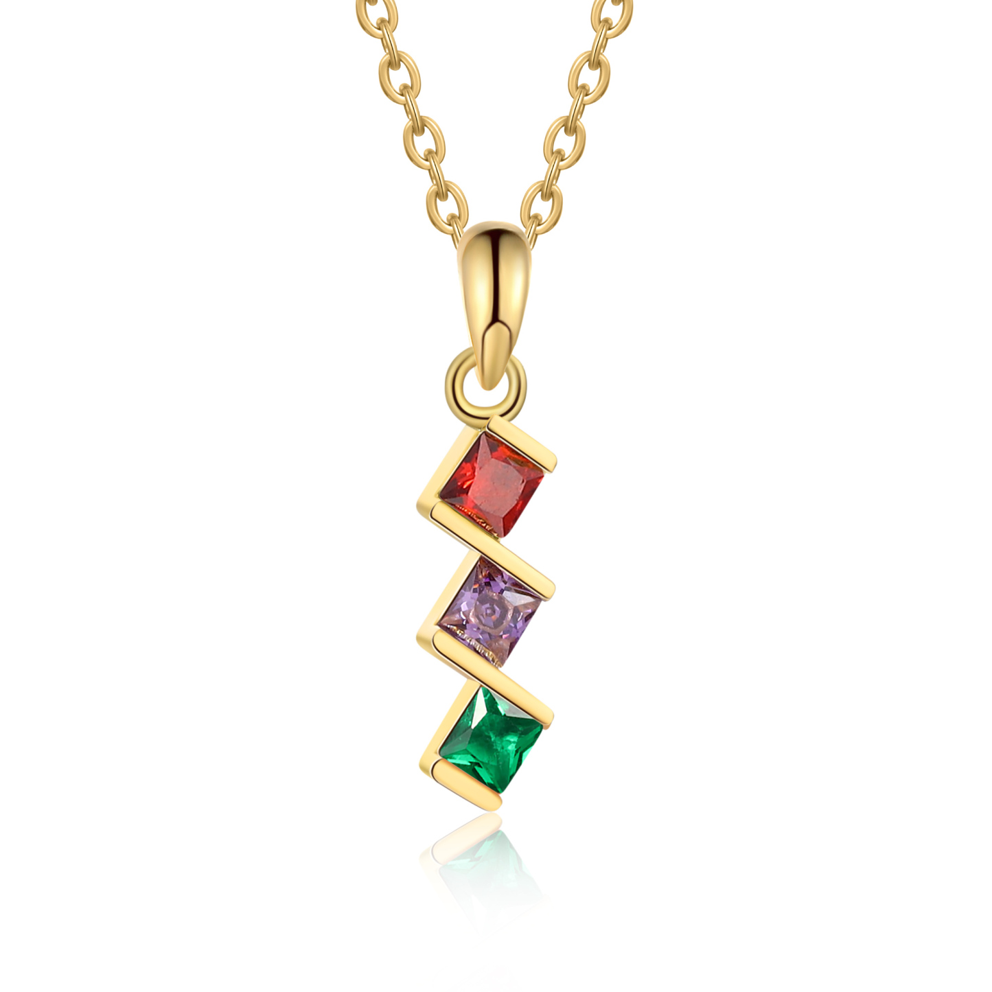 Collier Femmes 3 Pierres de Naissance Personnalisés