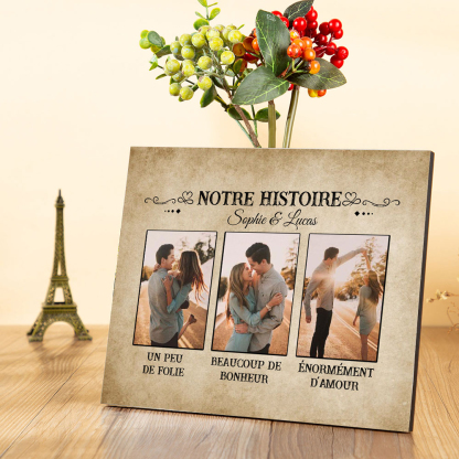 Cadre en bois de Saint-Valentin 2 Prénoms personnalisé avec 3 photos | Jessemade