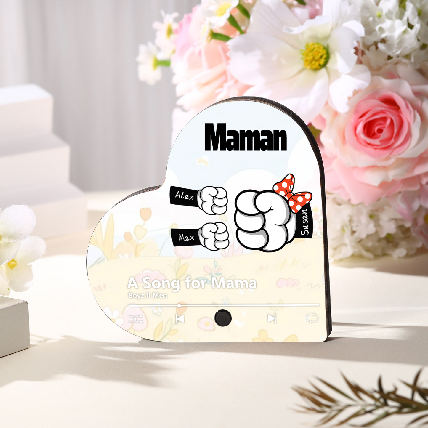 Magnet Musical Personnalisé en Forme de Cœur – Cadeau Unique pour Maman | Jessemade